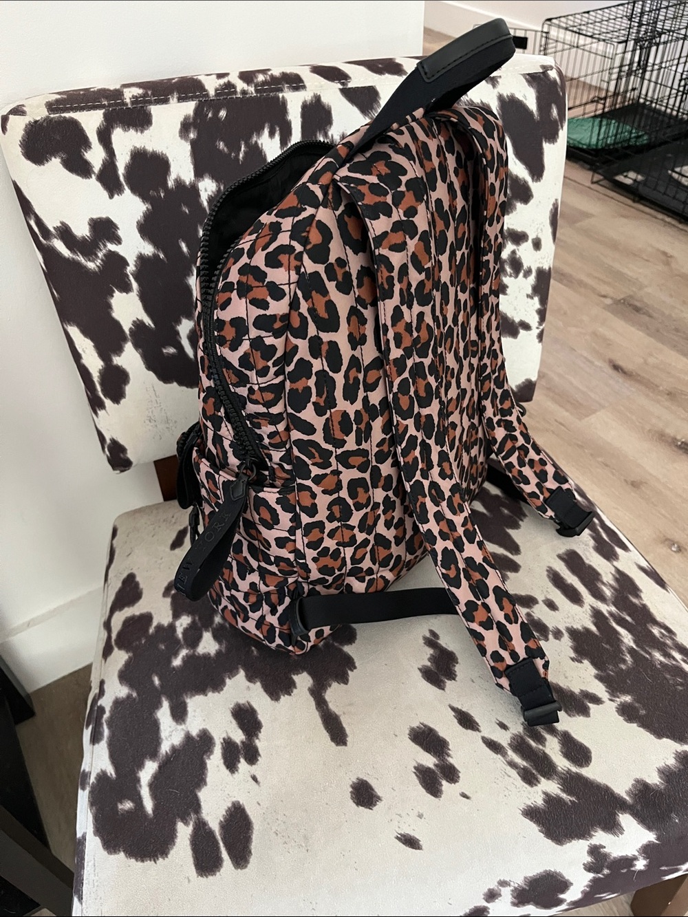 Kate Spade Leopard Quilted Backpack - Tan, Brown, Black - Picture 3 of 6